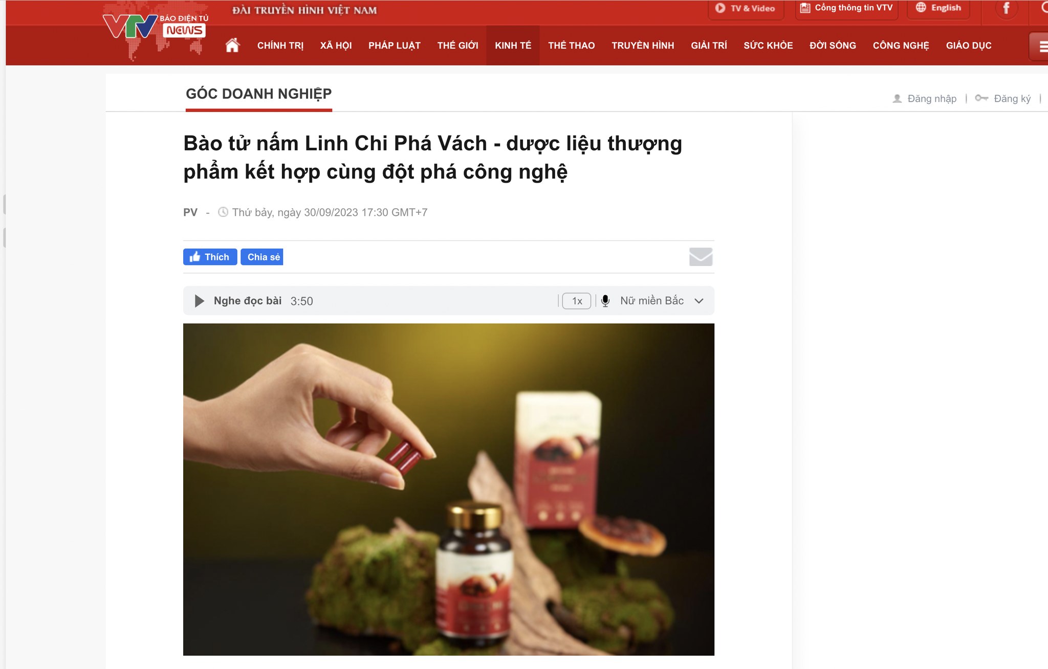 VTV đưa tin: "Siêu phẩm" tại Dstore - Bào tử nấm Linh Chi Phá Vách - dược liệu thượng phẩm kết hợp cùng đột phá công nghệ